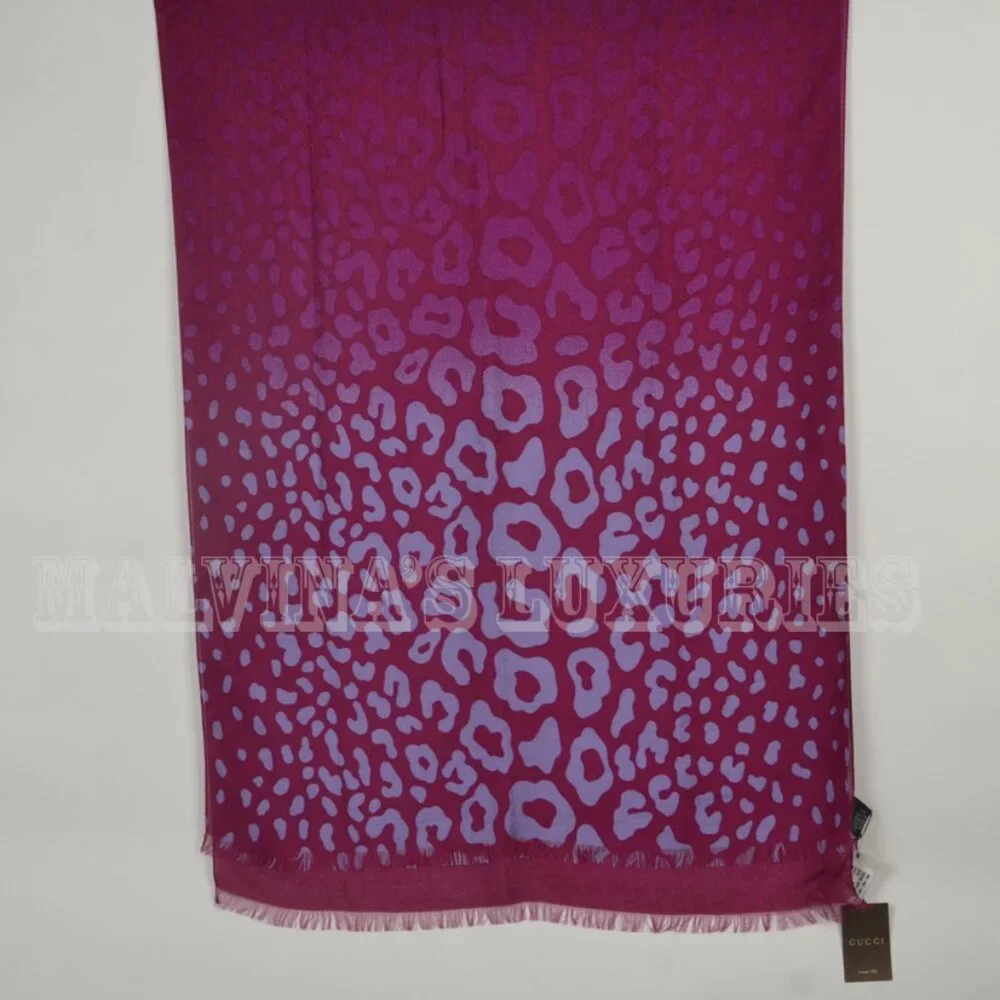 GUCCI SCARF LEOPARD GG GUCCISSIMA LOGO SIGNATURE PRINT MODAL 75" x 27.5" - Picture 6 of 9